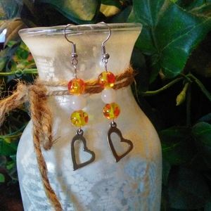 Dangle Earring - Antique Brass Heart